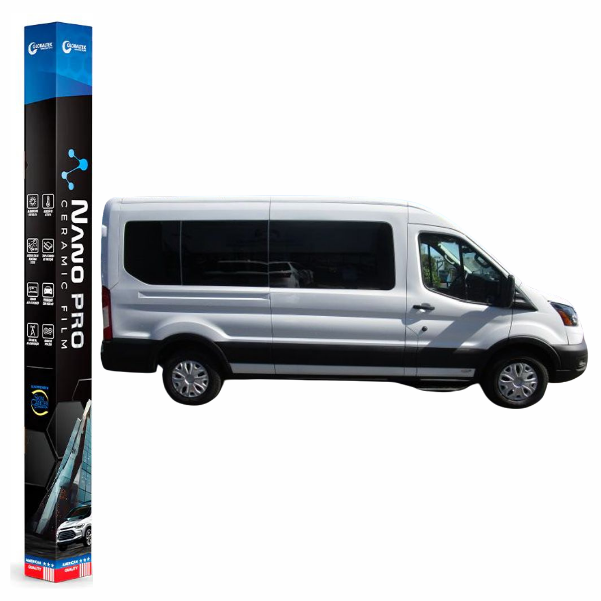 Película Insulfilm Nano Cerâmica Automotiva Térmica - FORD TRANSIT MID/HIGH ROOF