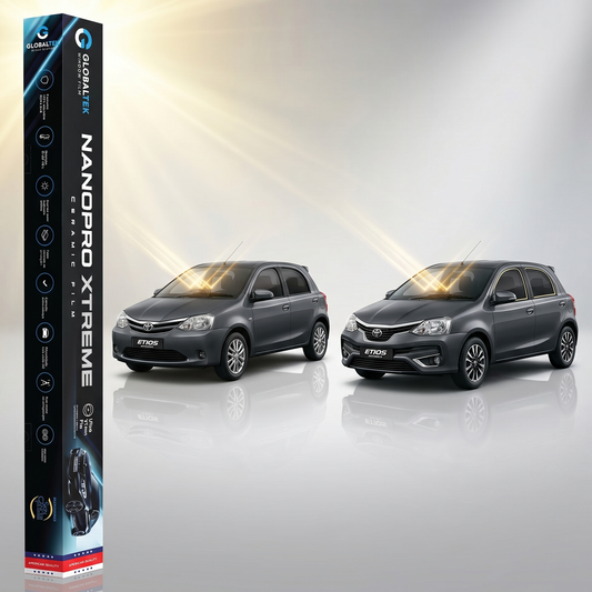 Insulfilm Nano Cerâmica Toyota Etios Hatch — Compatível 2012-2021 (Geração e Facelift) — Corte Computadorizado Sob Medida — Película Térmica Premium Nanopro Xtreme