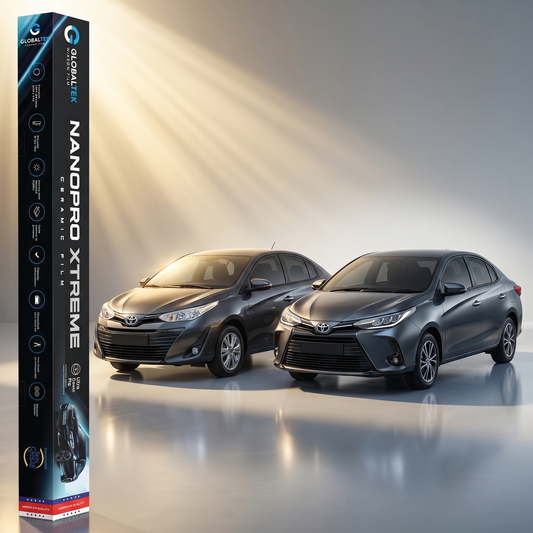Insulfilm Nano Cerâmica Toyota Yaris Sedan — Compatível 2018-2025 (Geração e Facelift) — Corte Computadorizado Sob Medida — Película Térmica Premium Nanopro Xtreme