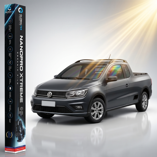 Insulfilm Nano Cerâmica Volkswagen Saveiro Cabine Estendida — Corte Computadorizado Sob Medida — Película Térmica Premium Nanopro Xtreme