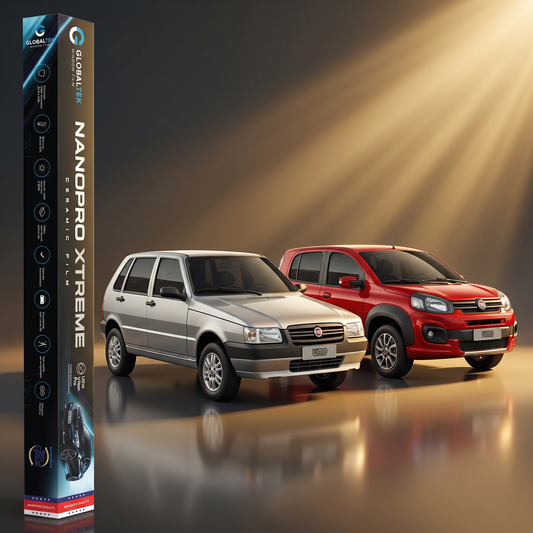 Insulfilm Nano Cerâmica Fiat Uno 4 Portas — Corte Computadorizado Sob Medida — Película Térmica Premium Nanopro Xtreme