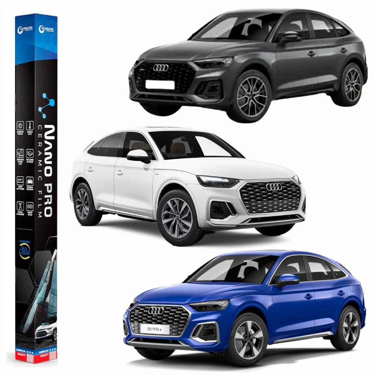 Película Nano Cerâmica Automotiva Térmica Audi Q5 Sportback | Sob Medida
