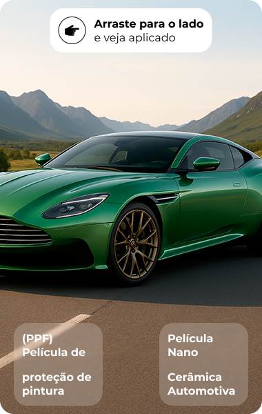 Aston Martin verde com insulfilm e PPF aplicados